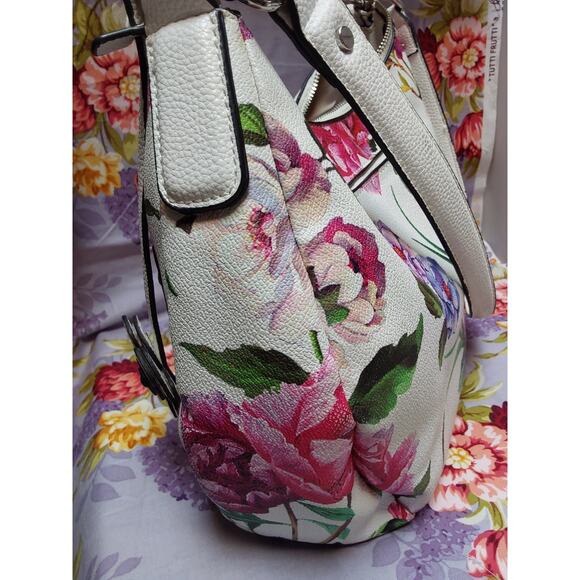 Dana Buckman multi floral White background Shoulder Bag Purse Cross body - Picture 4 of 7